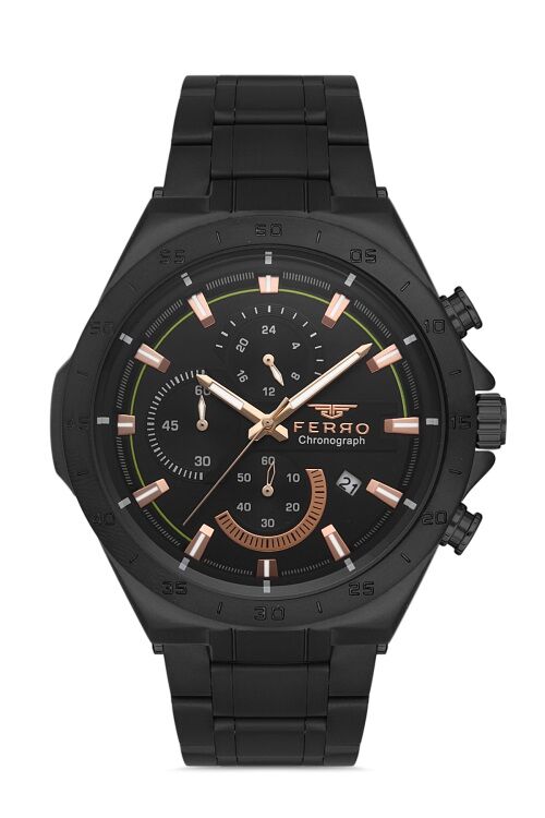 Ferro FM31305A-G Quartz Çelik Siyah Fonksiyonları Aktif 46 mm Erkek Kol Saati