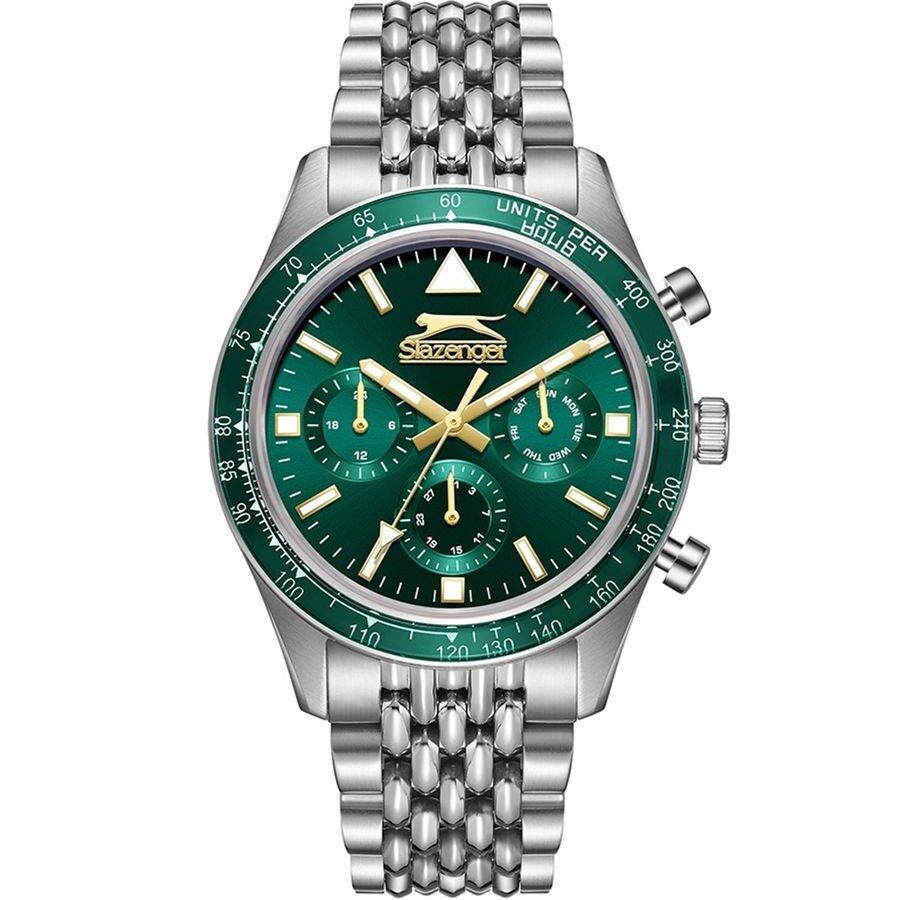 Slazenger SL.09.2417.2.04 Quartz Çelik Gri Yeşil Kadran 45 mm Erkek Kol Saati