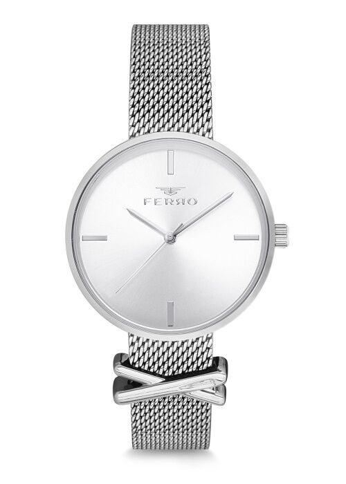 Ferro 34 mm Gümüş Hasır Kordon Kadın Kol Saati F2986C-978-A F2986C-978-A