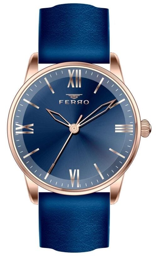 Ferro 34 mm Lacivert Deri Kordon Kadın Kol Saati F21182B-T F21182B-T