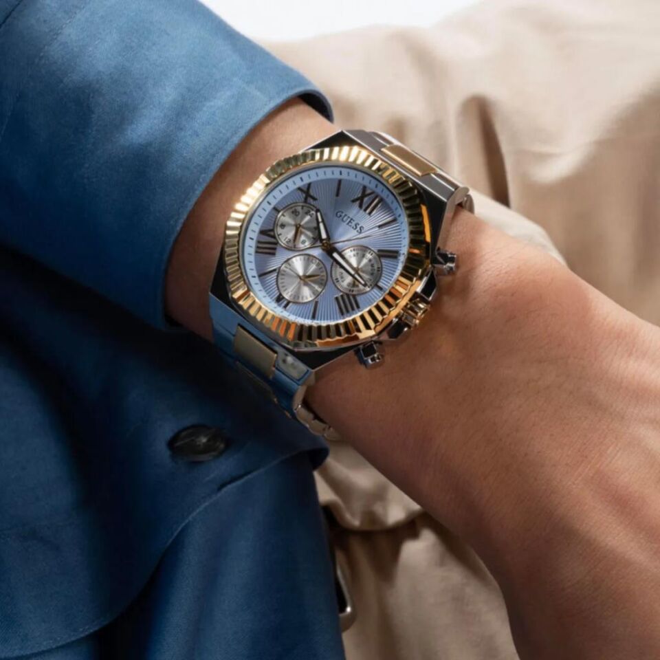 Guess GUGW0703G3 Quartz Çelik Gri Mavi Kadran 44 mm Erkek Kol Saati