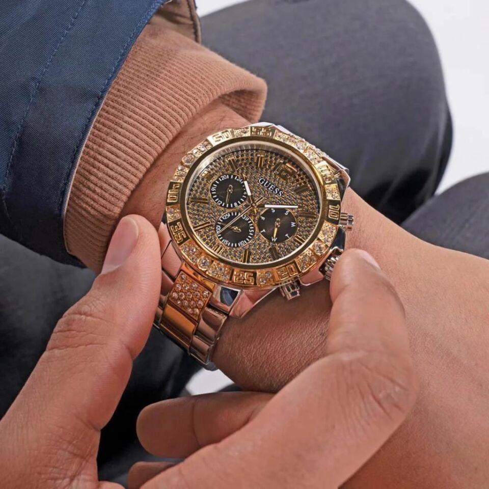 Guess GUGW0796G3 Quartz Çelik Altın/Gri Siyah Kadran 48 mm Erkek Kol Saati