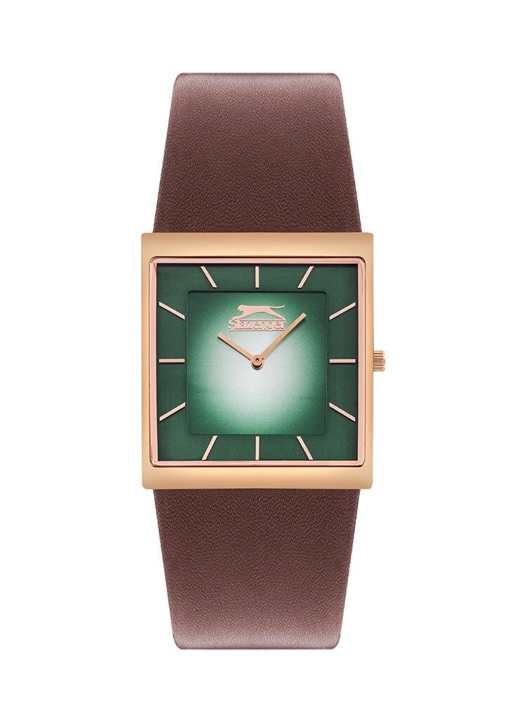 Slazenger SL.09.2210.1.04 Quartz Deri Kahverengi Yeşil Kadran 39 mm Erkek Kol Saati