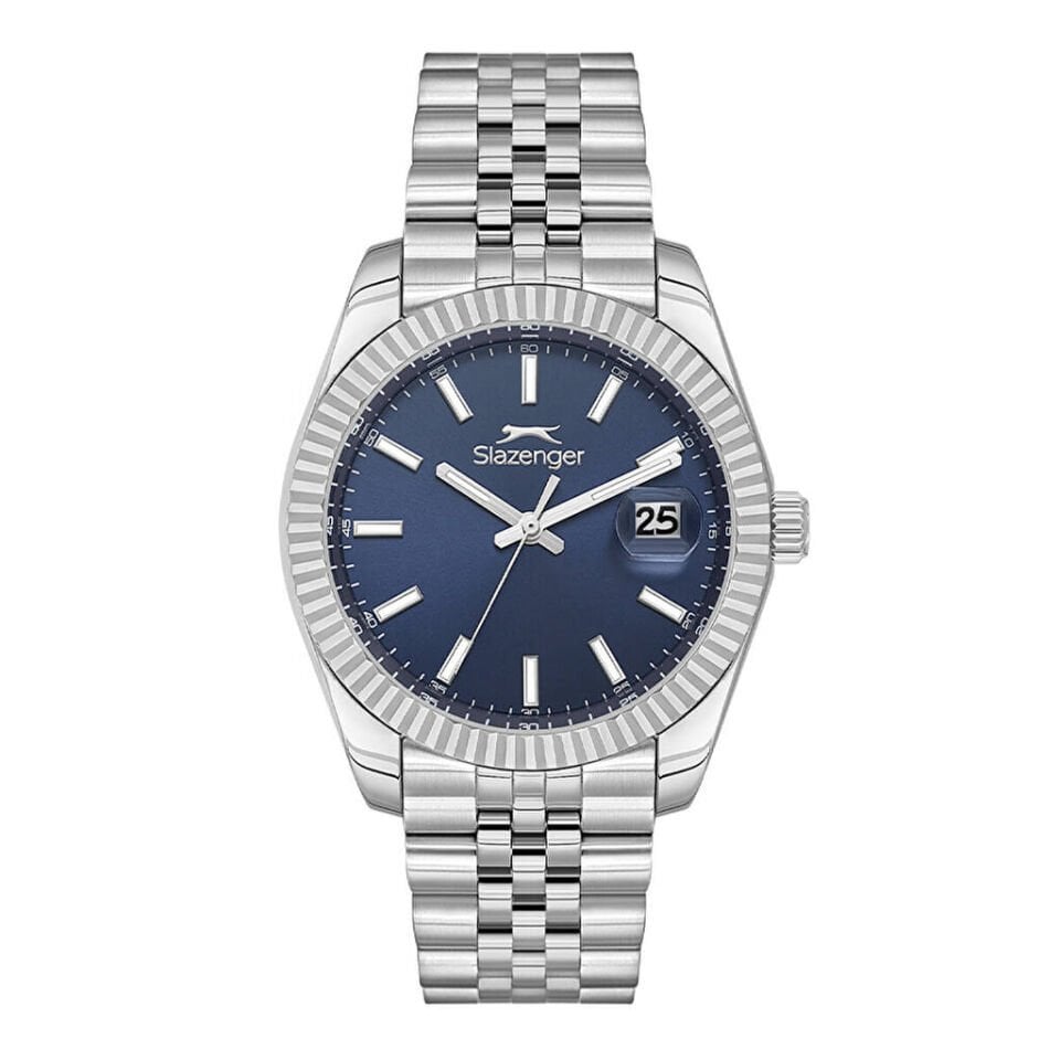 Slazenger SL.09.2509.1.03 Quartz Çelik Gri Mavi Kadran 42 mm Erkek Kol Saati