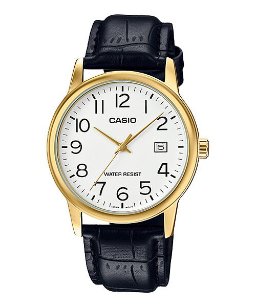 Casio MTP-V002GL-7B2UDF Quartz Deri Siyah Beyaz Kadran 37 mm Erkek Kol Saati