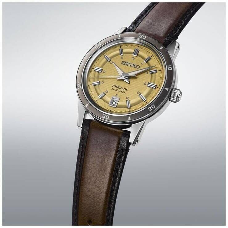 Seiko Presage SRPL75J Otomatik Deri Kahverengi Sarı Kadran 39 mm Erkek Kol Saati