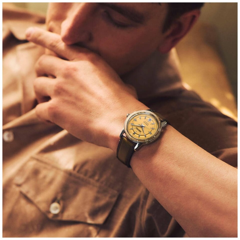 Seiko Presage SRPL75J Otomatik Deri Kahverengi Sarı Kadran 39 mm Erkek Kol Saati