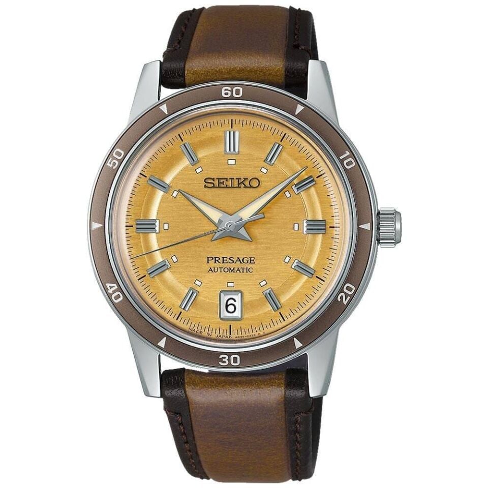 Seiko Presage SRPL75J Otomatik Deri Kahverengi Sarı Kadran 39 mm Erkek Kol Saati