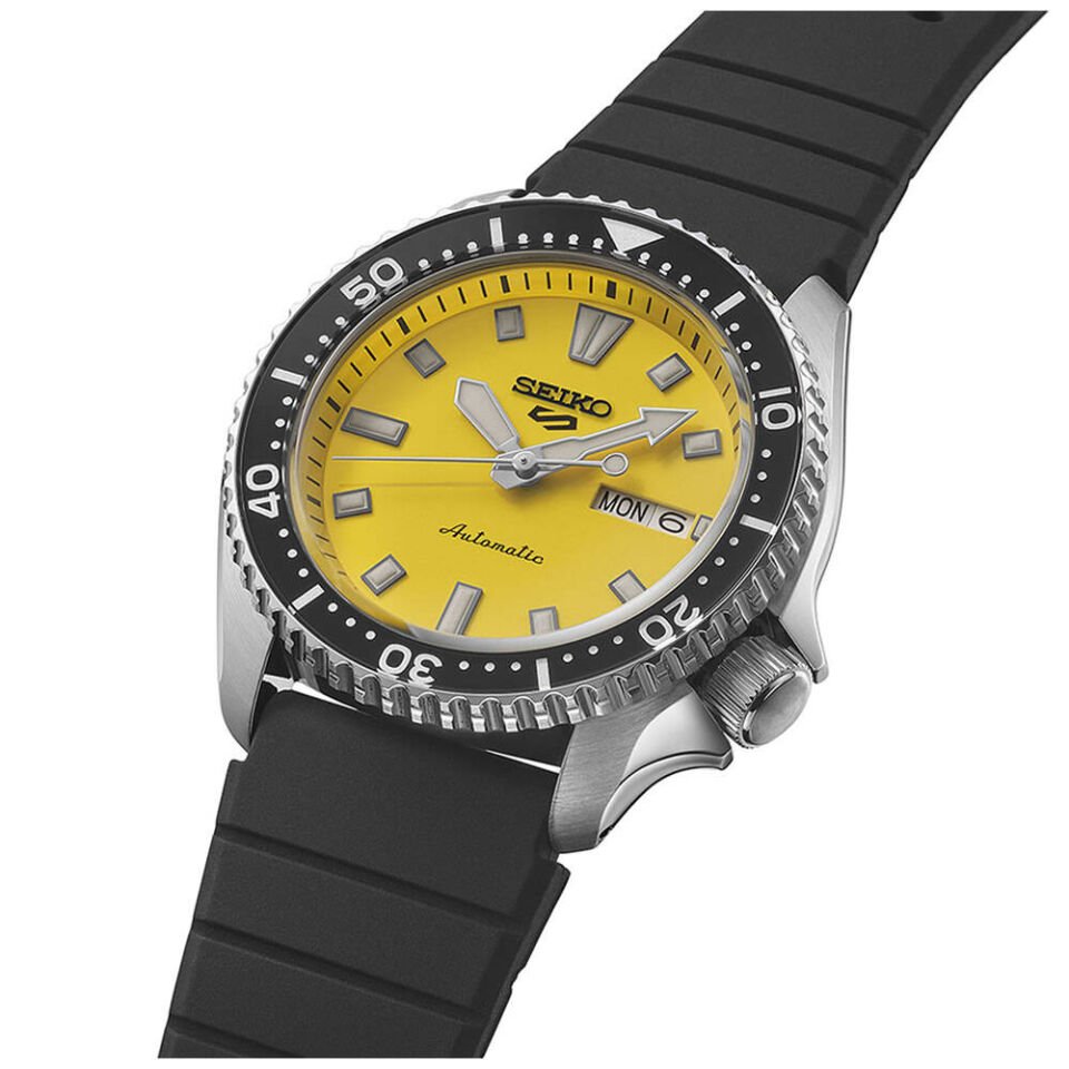 Seiko SRPL87K Otomatik Silikon Siyah Sarı Kadran 10 ATM 43 mm Erkek Kol Saati