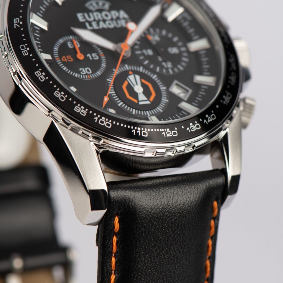 Jacques Lemans JL.EL-102A Uefa Europa League Quartz Deri Siyah 44 mm Erkek Kol Saati