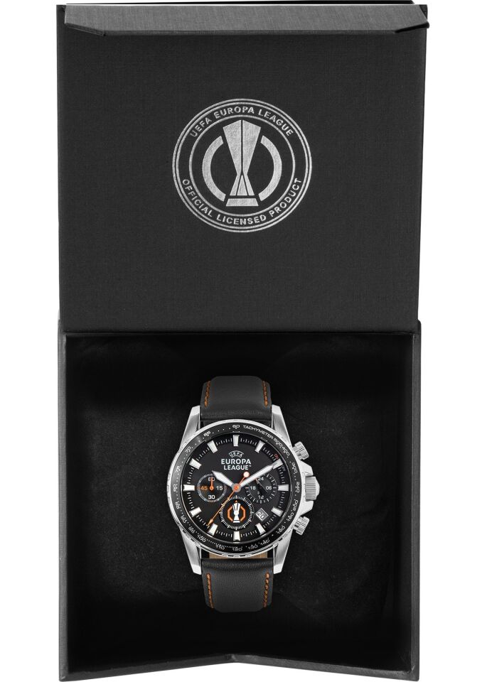 Jacques Lemans JL.EL-102A Uefa Europa League Quartz Deri Siyah 44 mm Erkek Kol Saati