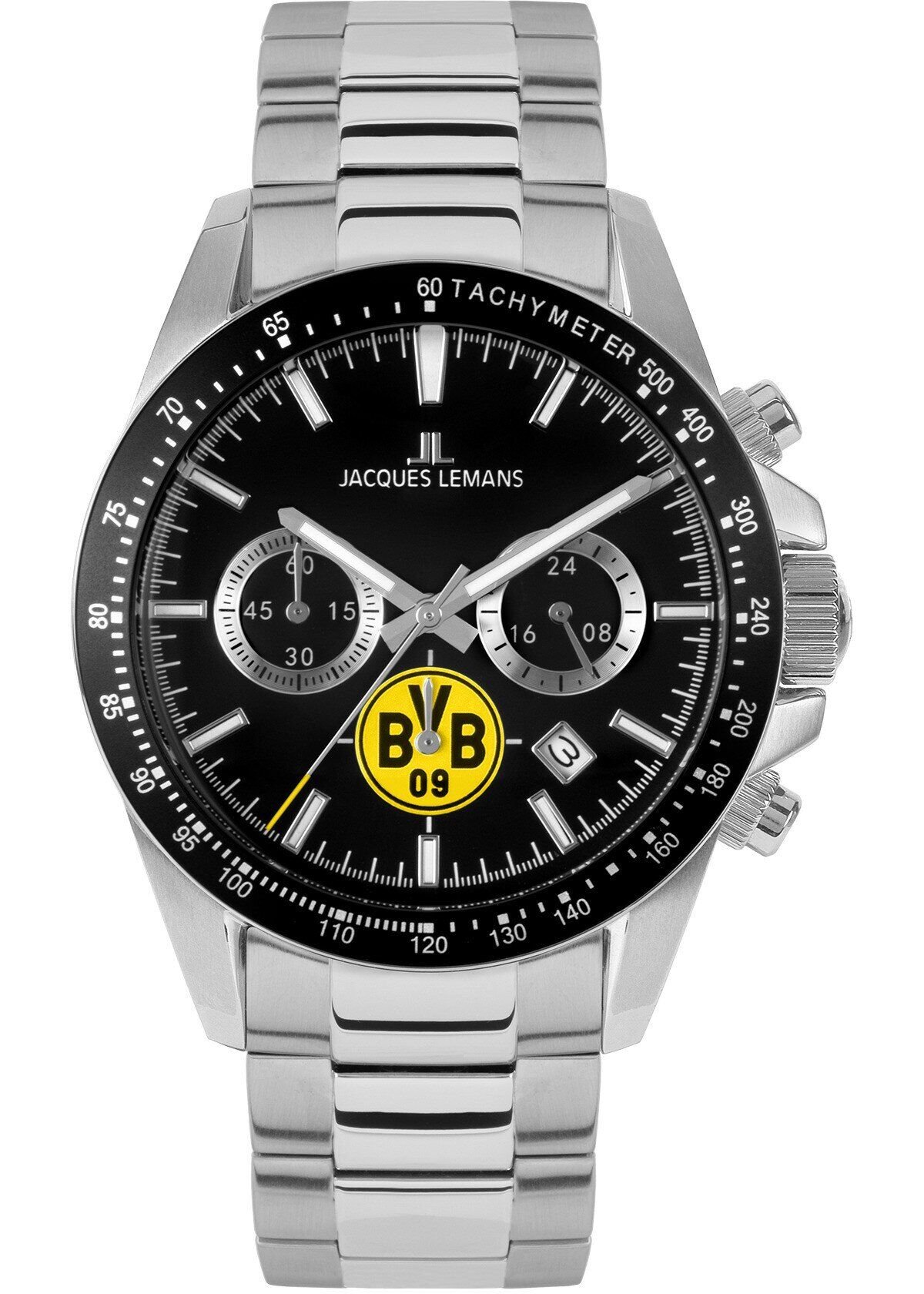 Jacques Lemans JL.BVB-06 Quartz Çelik Gri Siyah Kadran 10 ATM 42 mm Erkek Kol Saati