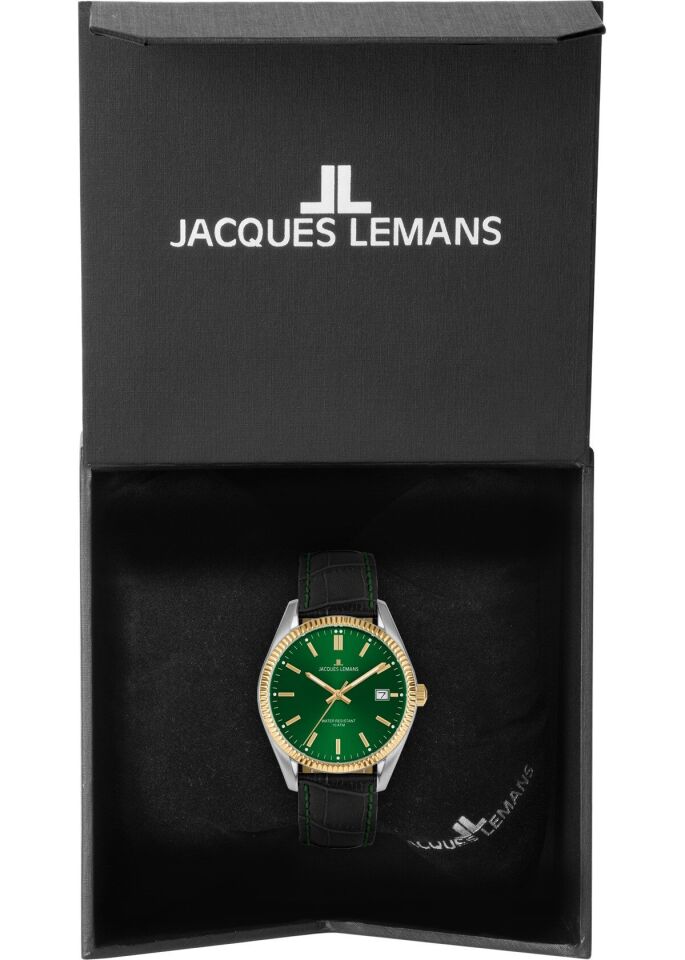 Jacques Lemans JL.50-4W Quartz Deri Siyah Yeşil Kadran 10 ATM 34 mm Kadın Kol Saati