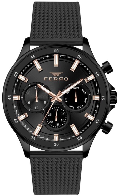 Ferro 45 mm Siyah Hasır Kordon Erkek Kol Saati FM31298C-G FM31298C-G
