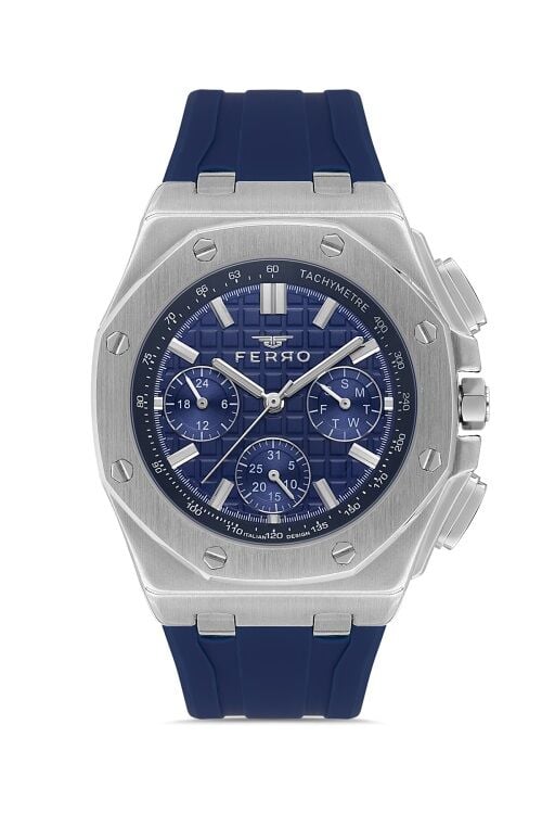 Ferro Quartz Silikon Lacivert 43 mm Fonksiyonları Aktif Erkek Kol Saati