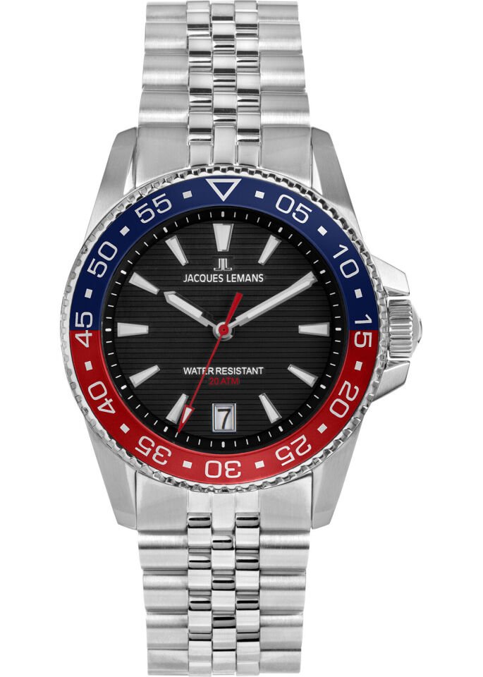 Jacques Lemans Liverpool JL.1-2205K Quartz Çelik Gri Siyah Kadran 20 ATM 41 mm Erkek Kol Saati