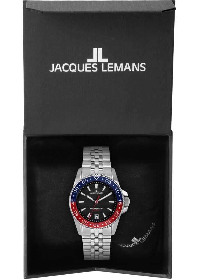 Jacques Lemans Liverpool JL.1-2205K Quartz Çelik Gri Siyah Kadran 20 ATM 41 mm Erkek Kol Saati
