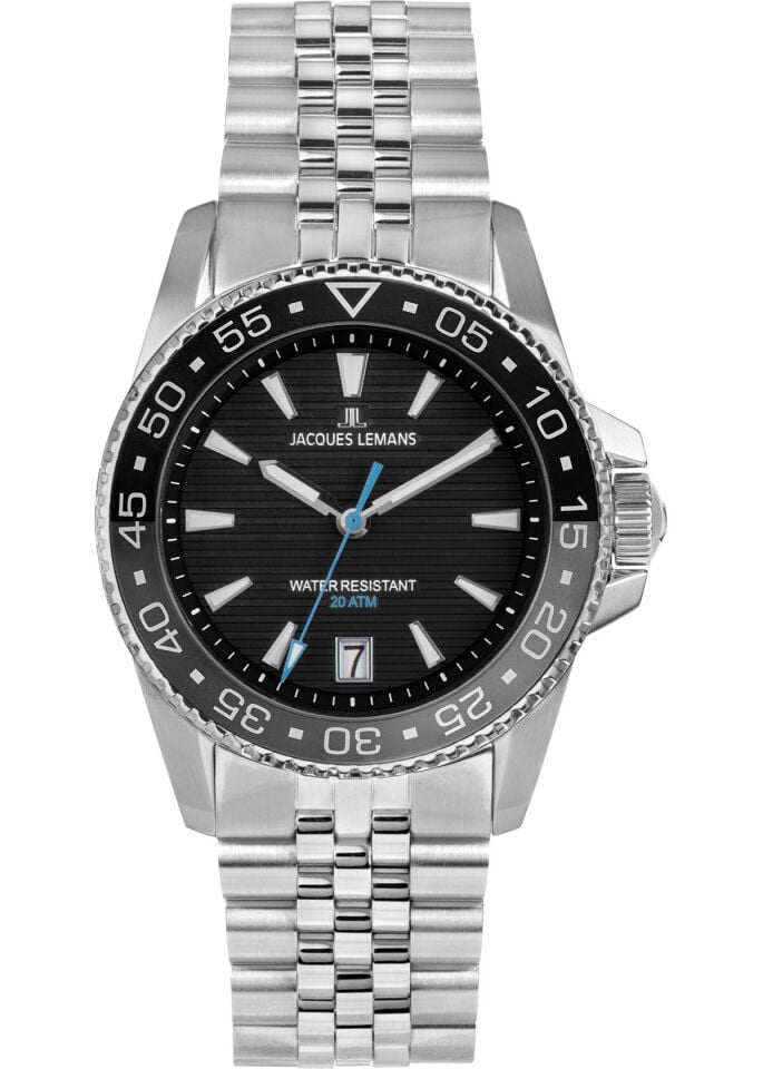 Jacques Lemans Liverpool JL.1-2205H Quartz Çelik Gri Siyah Kadran 20 ATM 41 mm Erkek Kol Saati