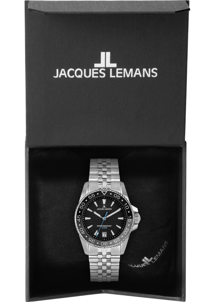 Jacques Lemans Liverpool JL.1-2205H Quartz Çelik Gri Siyah Kadran 20 ATM 41 mm Erkek Kol Saati