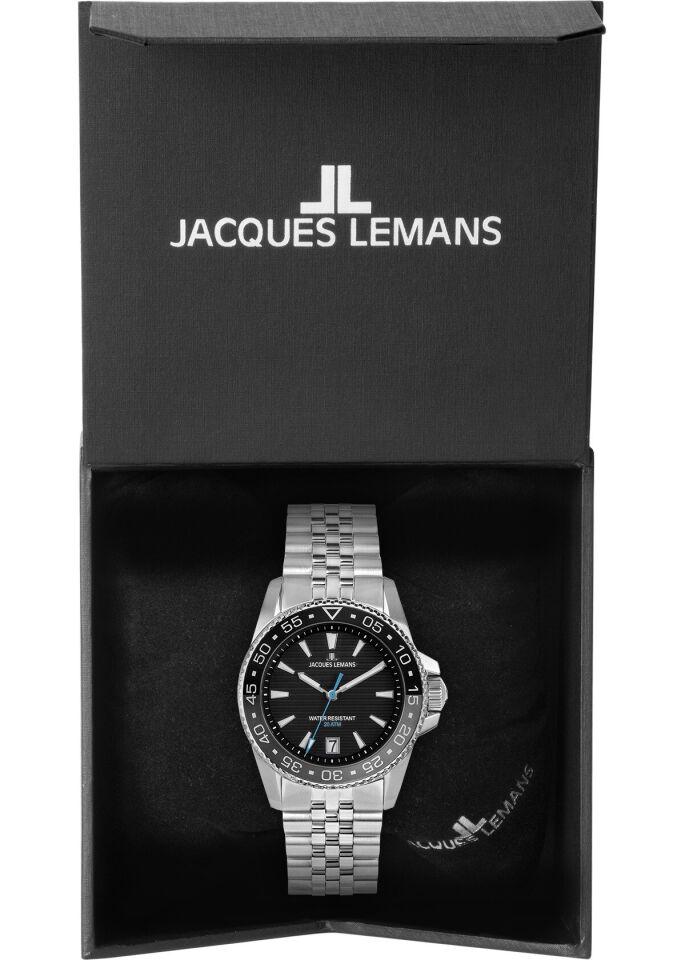 Jacques Lemans Liverpool JL.1-2205H Quartz Çelik Gri Siyah Kadran 20 ATM 41 mm Erkek Kol Saati