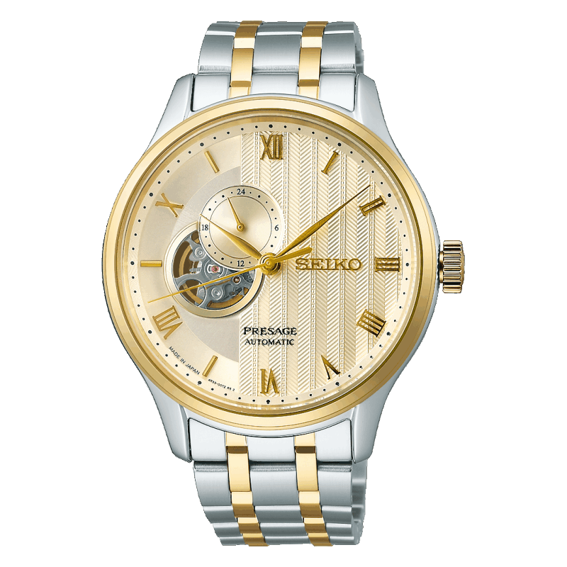Seiko SSA464J Presage Otomatik Çelik Altın/Gri Safir Cam 42 mm Erkek Kol Saati