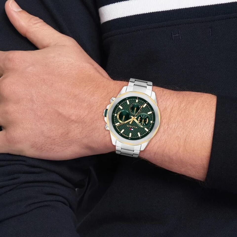 Tommy Hilfiger TH1710651 Quartz Çelik Gri Yeşil Kadran 46 mm Erkek Kol Saati