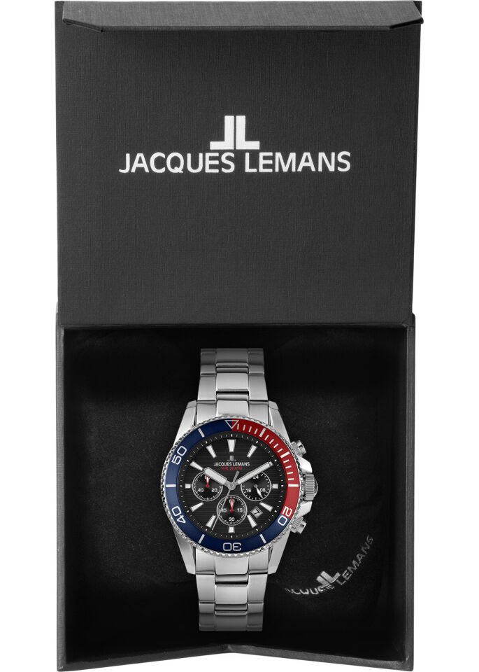 Jacques Lemans Liverpool JL.1-2206J Quartz Çelik Gri Siyah Kadran 20 ATM 41 mm Erkek Kol Saati