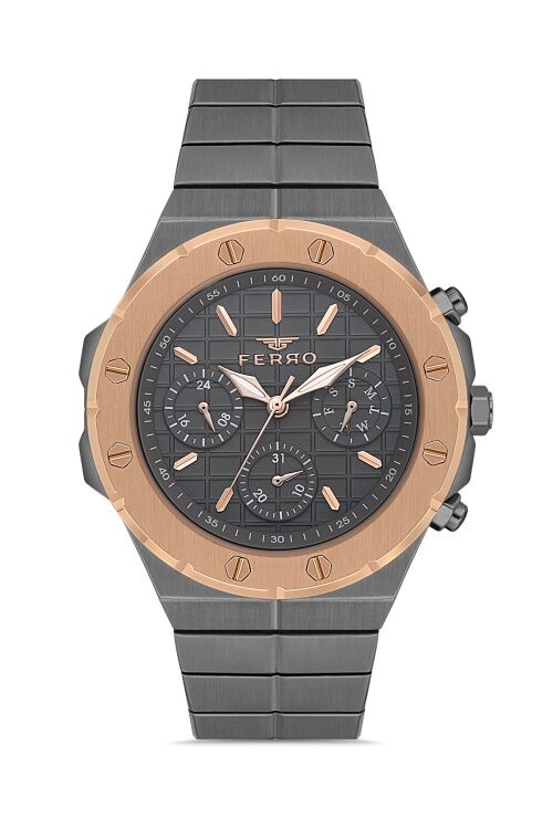 Ferro Quartz Çelik Gri 42 mm Erkek Kol Saati