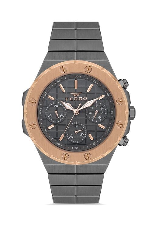Ferro Quartz Çelik Gri 42 mm Erkek Kol Saati