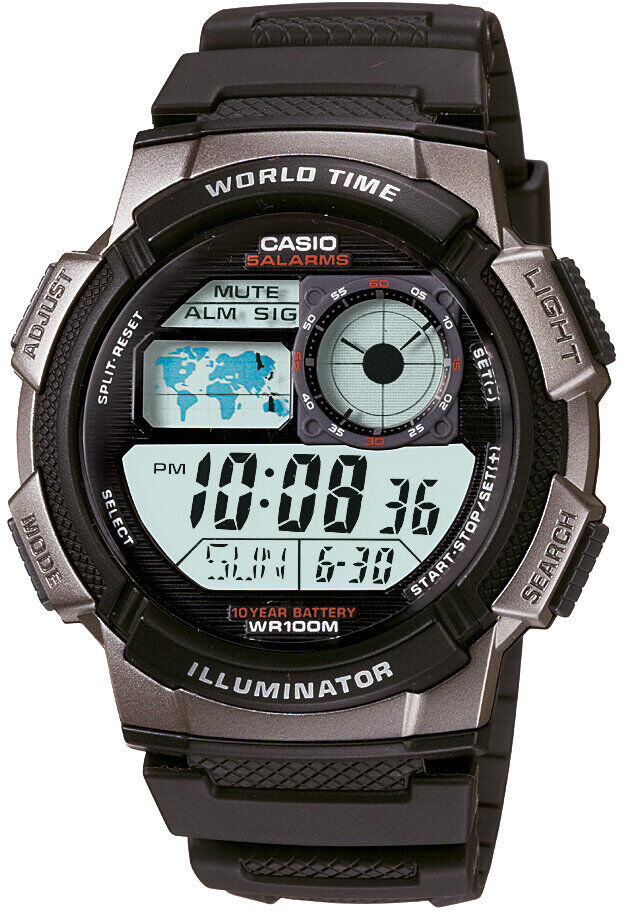 Casio AE-1000W-1BVDF Quartz Silikon Siyah 10 ATM 44 mm Erkek Kol Saati
