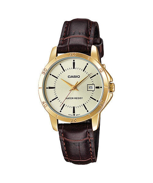 Casio LTP-V004GL-9AUDF Quartz Deri Kahverengi Sarı Kadran 30 mm Kadın Kol Saati