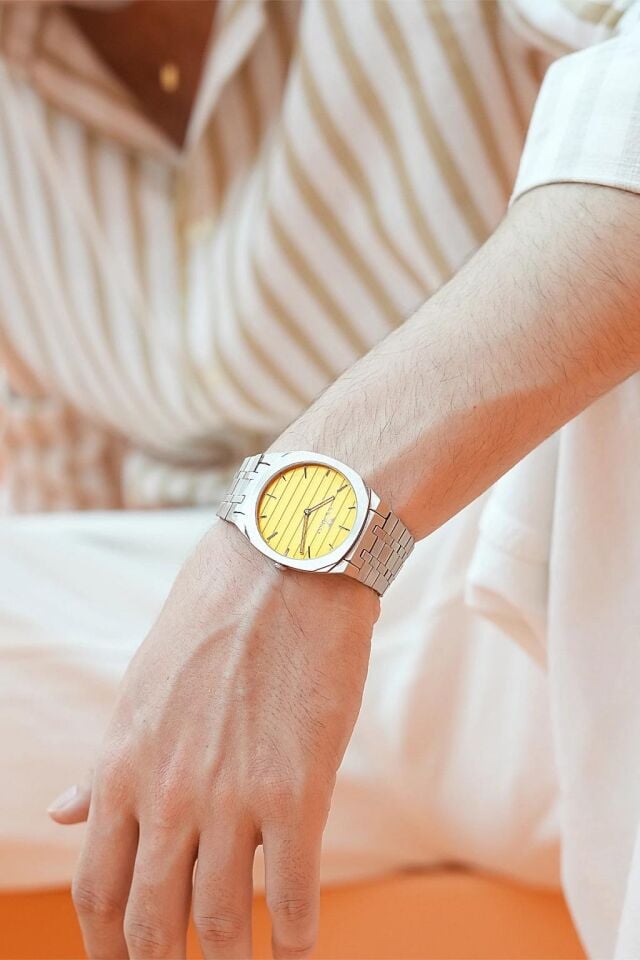 Ferro FM43004A-A4 Quartz Çelik Gri Sarı Kadran 39 mm Erkek Kol Saati