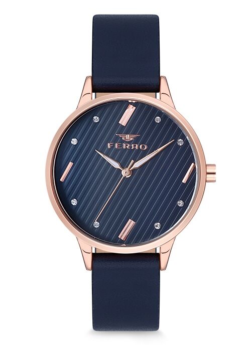 Ferro Lacivert Deri Kordon Kadın Kol Saati F1927B-963-T F1927B-963-T