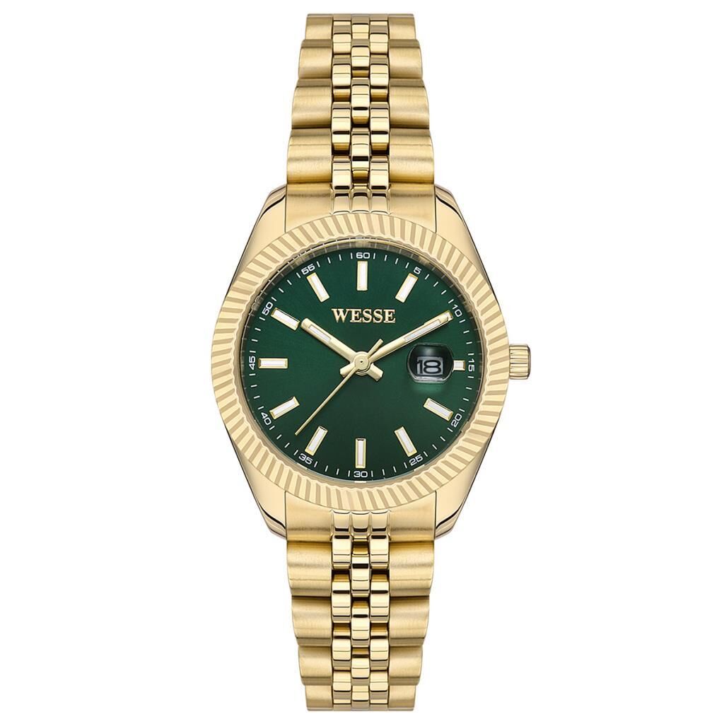 Wesse WWL111502 Quartz Çelk Altın Rengi Yeşil Kadran 32 mm Kadın Kol Saati