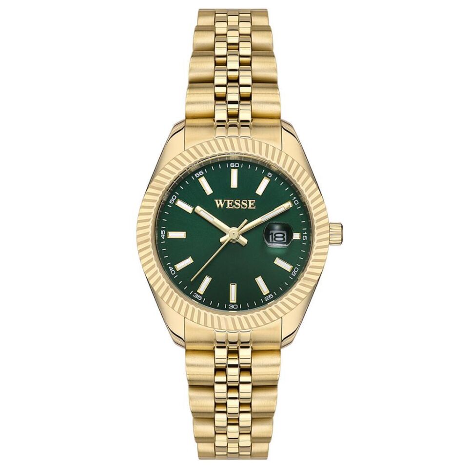 Wesse WWL111502 Quartz Çelk Altın Rengi Yeşil Kadran 32 mm Kadın Kol Saati