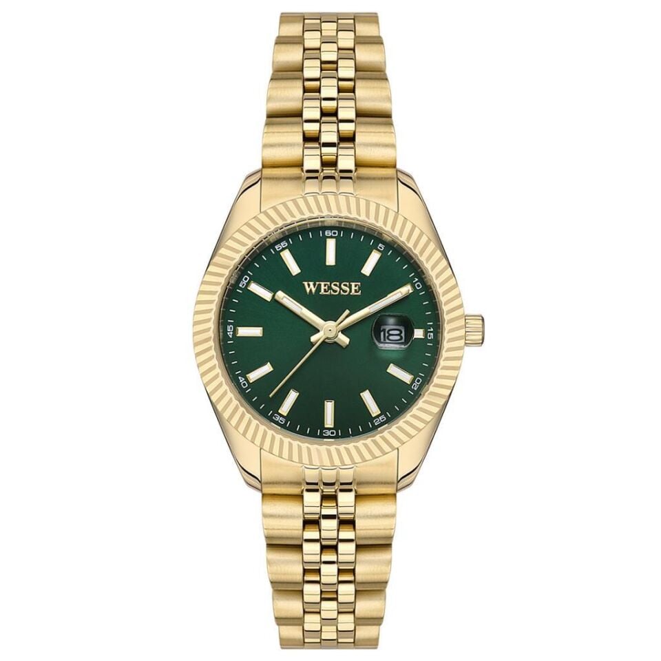 Wesse WWL111502 Quartz Çelk Altın Rengi Yeşil Kadran 32 mm Kadın Kol Saati