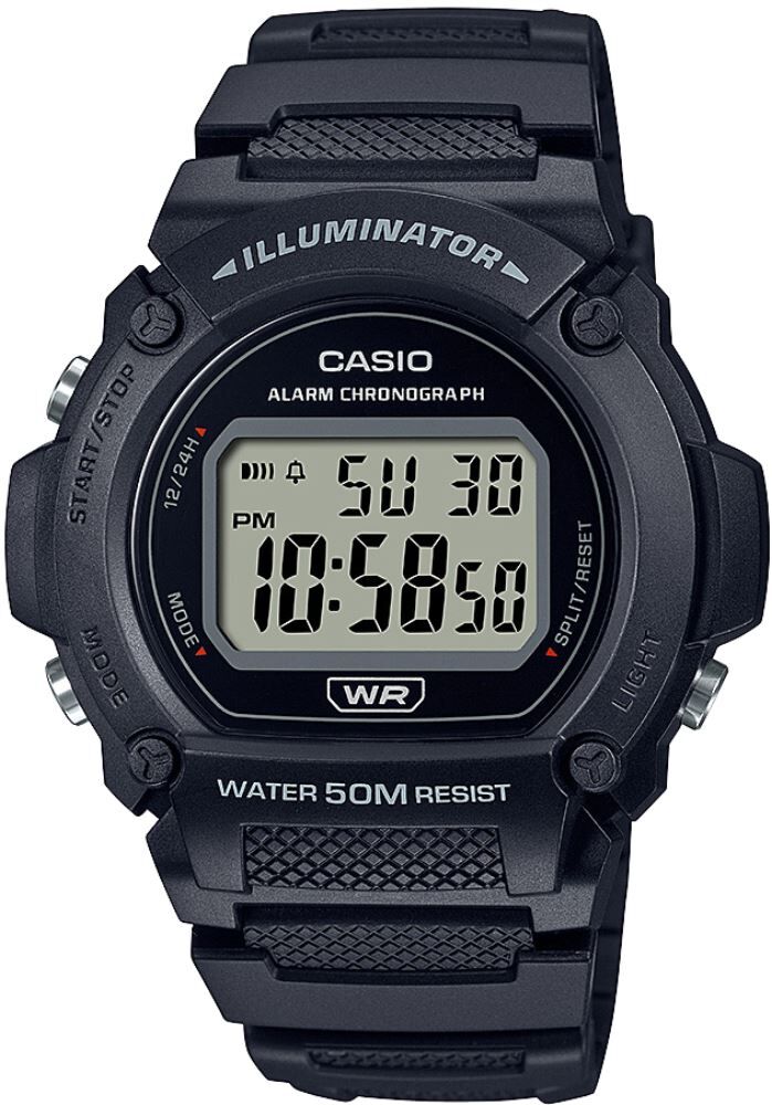 Casio W-219H-1AVDF Quartz Silikon Siyah 47 mm Erkek Kol Saati