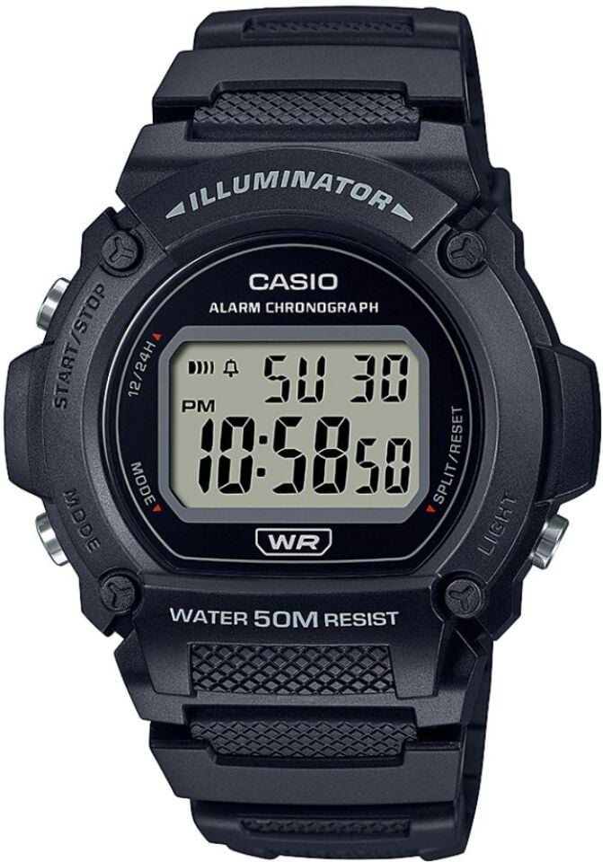 Casio W-219H-1AVDF Quartz Silikon Siyah 47 mm Erkek Kol Saati