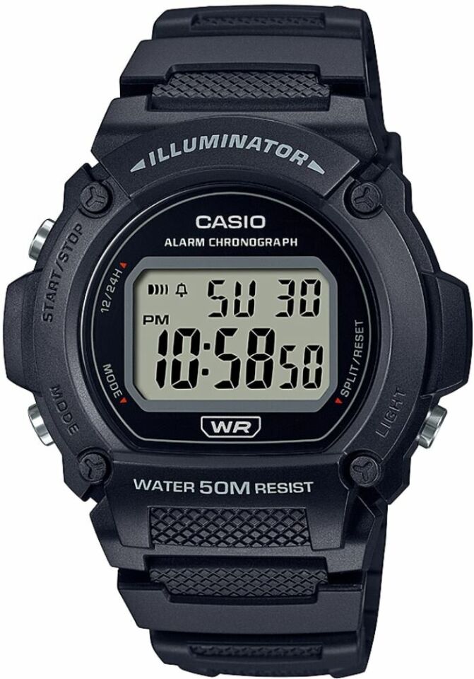Casio W-219H-1AVDF Quartz Silikon Siyah 47 mm Erkek Kol Saati