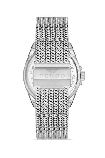 Ferro F11332C-A3 Hasır Çelik Gri Mavi Kadran 43 mm Erkek Kol Saati