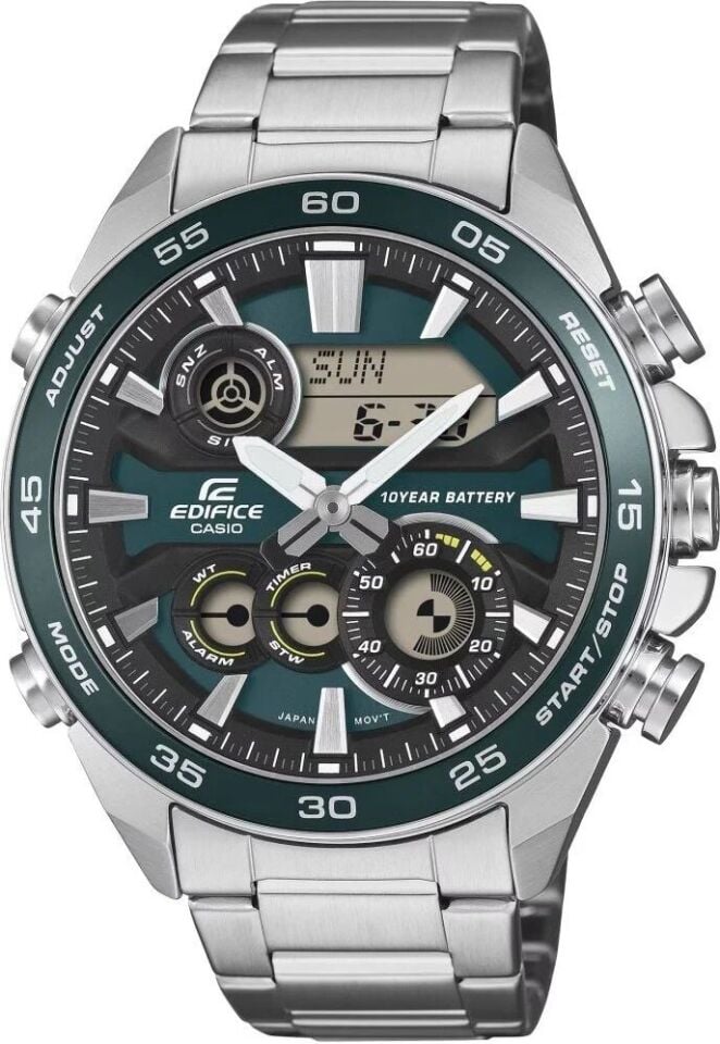 Casio Edifice ERA-130D-3ADF Quartz Çelik Gri Yeşil Kadran 10 ATM 46 mm Erkek Kol Saati