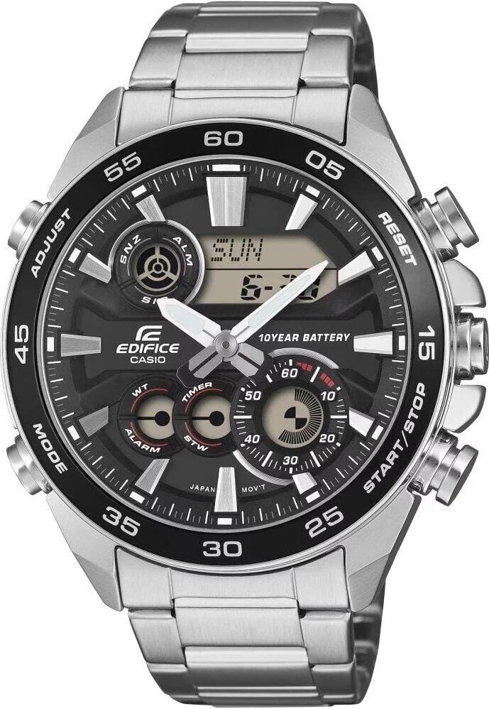 Casio Edifice ERA-130D-1ADF Quatz Çelik Gri Siyah Kadran 10 ATM 46 mm Erkek Kol Saati