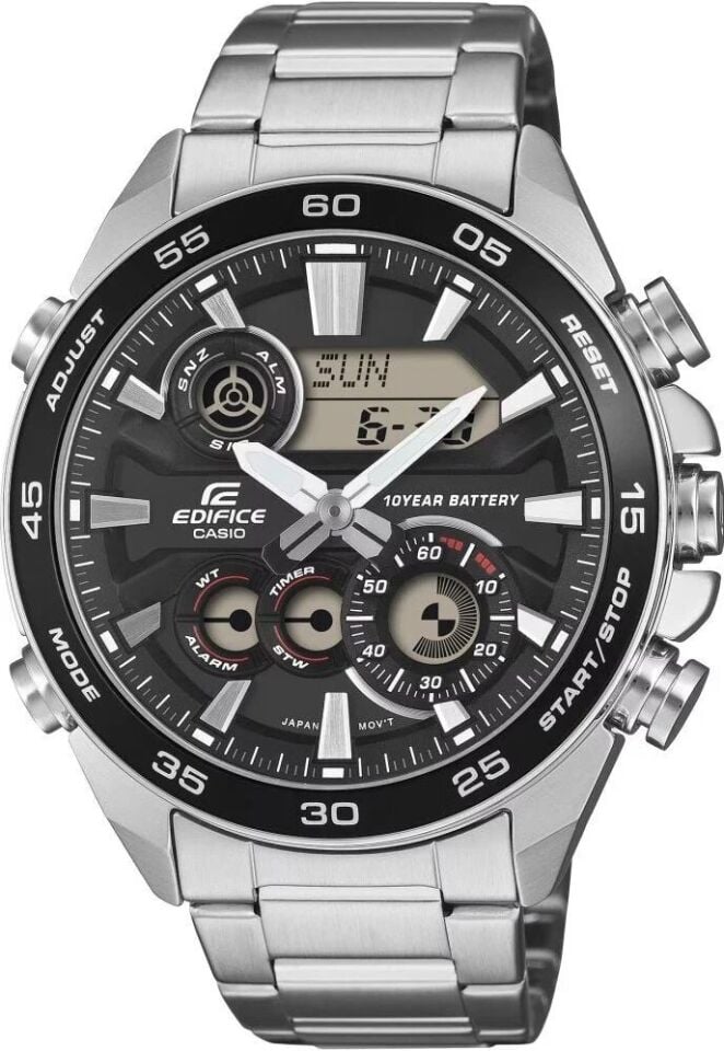 Casio Edifice ERA-130D-1ADF Quatz Çelik Gri Siyah Kadran 10 ATM 46 mm Erkek Kol Saati