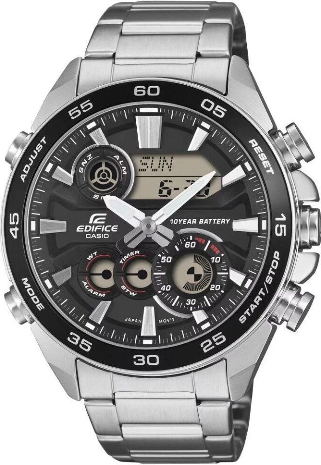 Casio Edifice ERA-130D-1ADF Quatz Çelik Gri Siyah Kadran 10 ATM 46 mm Erkek Kol Saati
