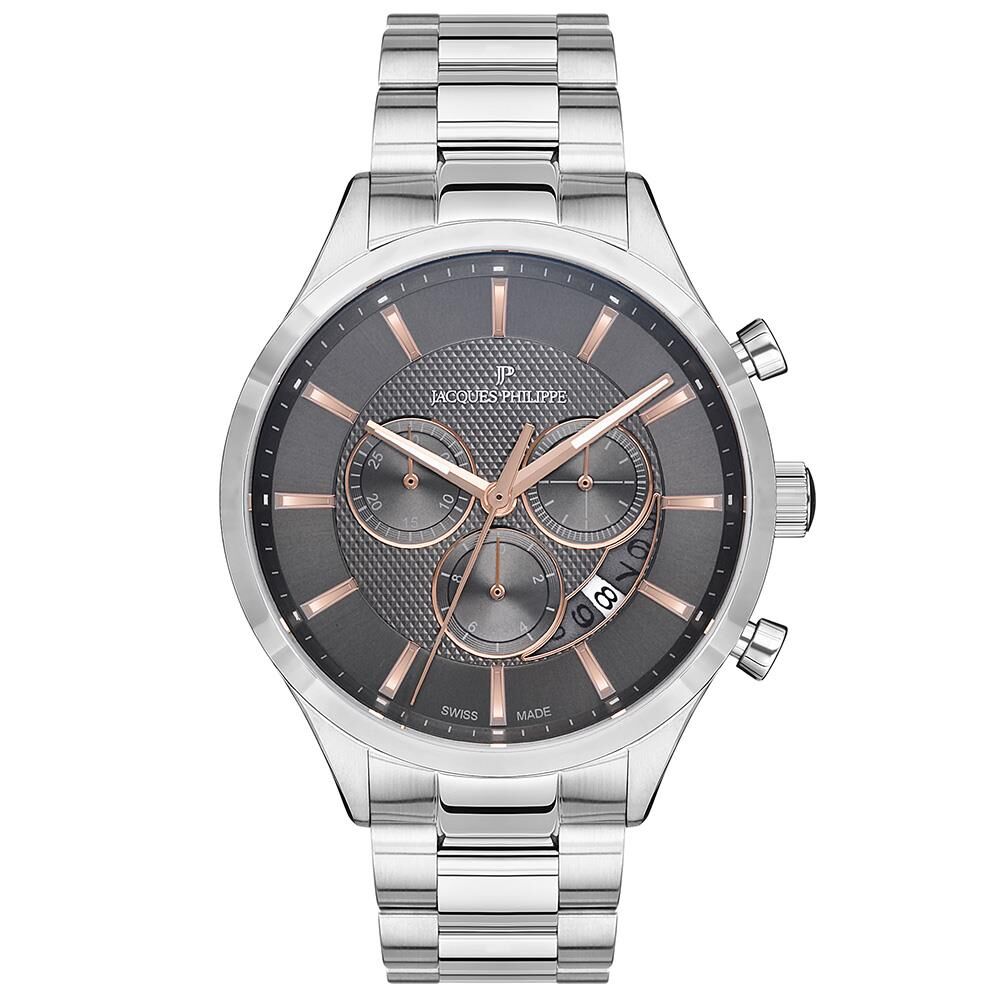 Jacques Philippe JPQGC031346N Swiss Made Quartz Çelik Gri Safir Cam 43 mm Erkek Kol Saati