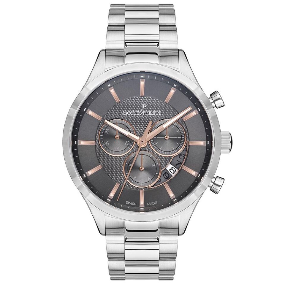 Jacques Philippe JPQGC031346N Swiss Made Quartz Çelik Gri Safir Cam 43 mm Erkek Kol Saati