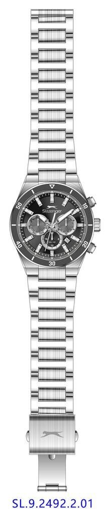 Slazenger SL.09.2492.2.01 Quartz Çelik Gri Siyah Kadran 44 mm Erkek Kol Saati