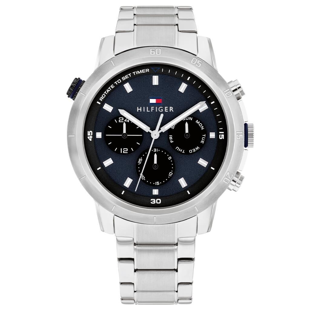 Tommy Hilfiger TH1792104 Quartz Çelik Gri Mavi Kadran 46 mm Erkek Kol Saati