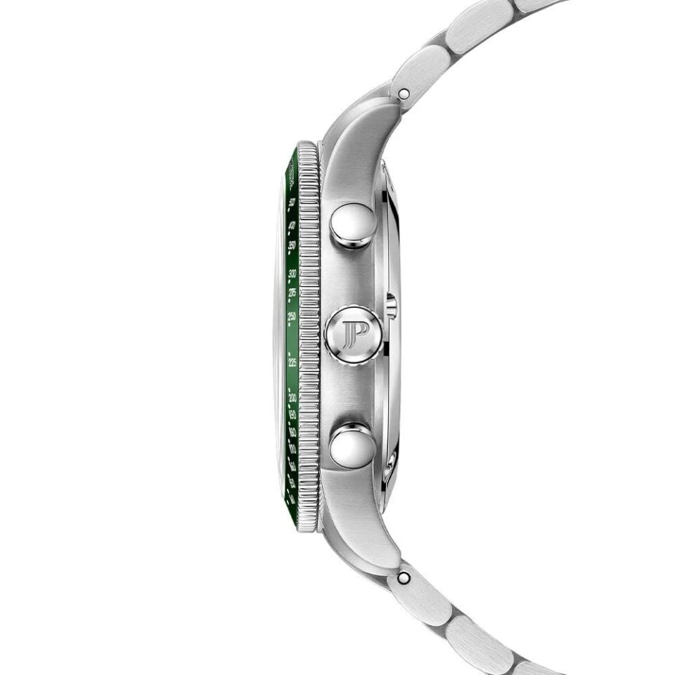 Jacques Philippe JPQGC6913X6 Swiss Made Quartz Çelik Gri Yeşil Kadran Safir Cam 42 mm Erkek Kol Saati