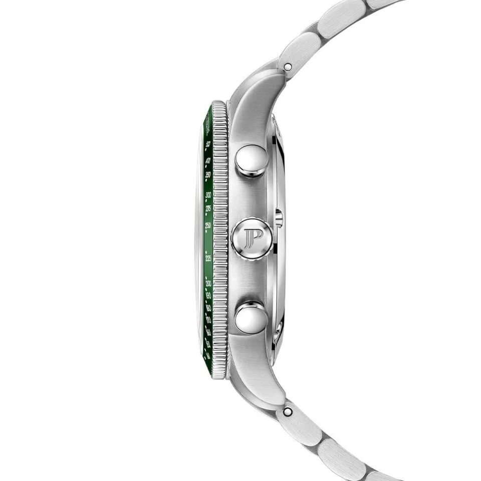 Jacques Philippe JPQGC6913X6 Swiss Made Quartz Çelik Gri Yeşil Kadran Safir Cam 42 mm Erkek Kol Saati